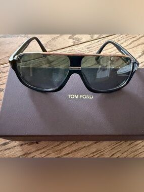 Tom Ford Black Sunglass Frames (only)with Gold Brow Accent